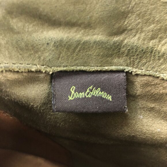 Sam Edelman Women's Size 11M Louie Green Leather Fringe High Heel Ankle Boots - Picture 14 of 15